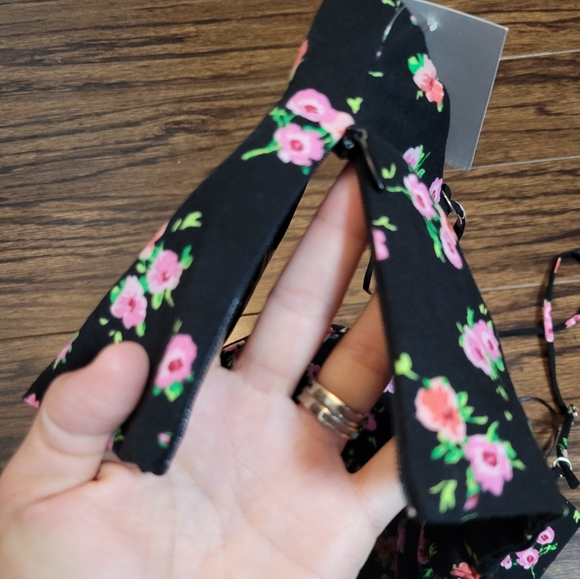 ZARA NEW Black Rose Floral Prints Cropped Top Spaghetti Straps Size Zipper XS-S - Picture 5 of 15